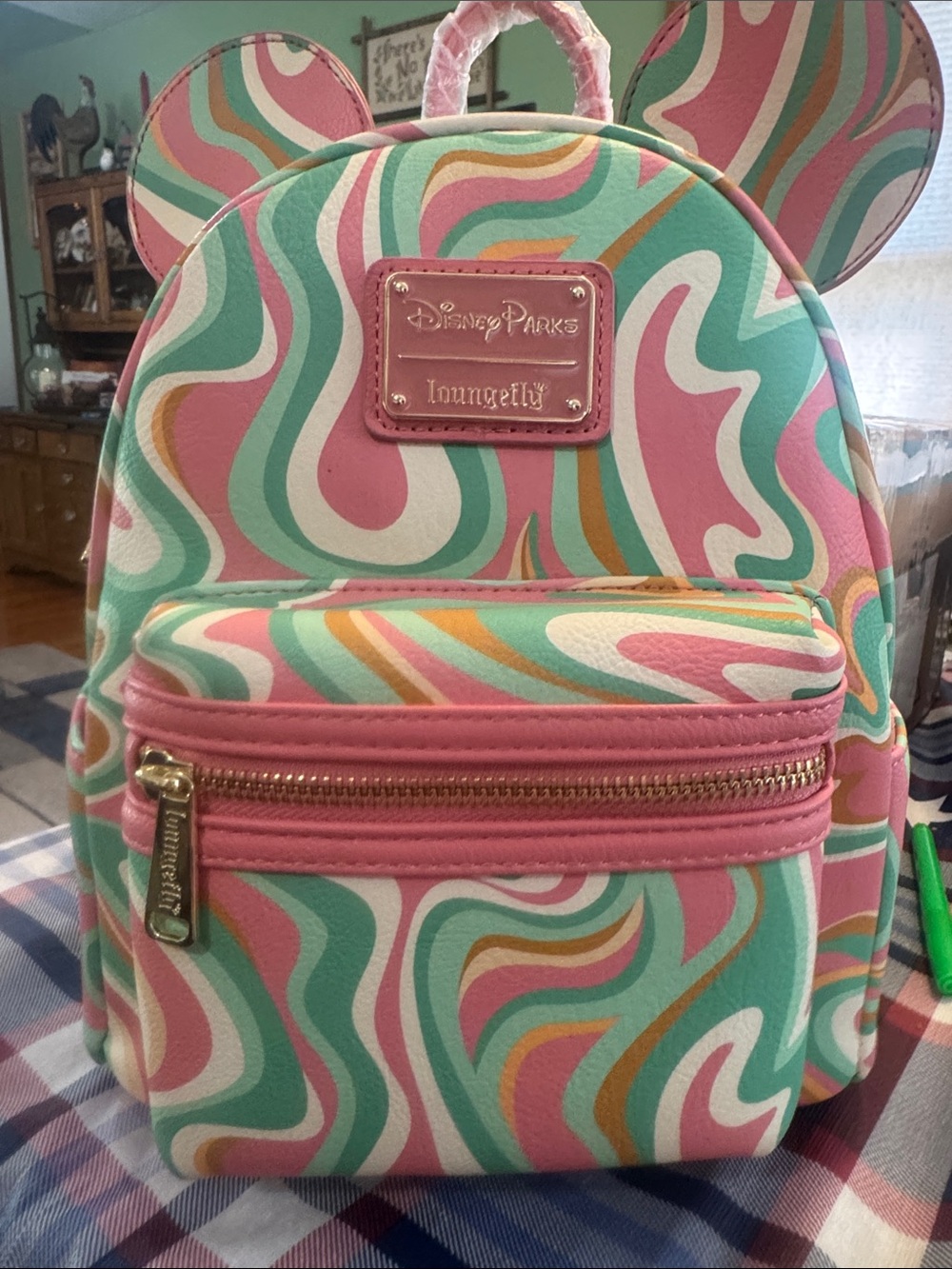 Disney Parks Mint, Pink & White Swirl  Loungefly Backpack